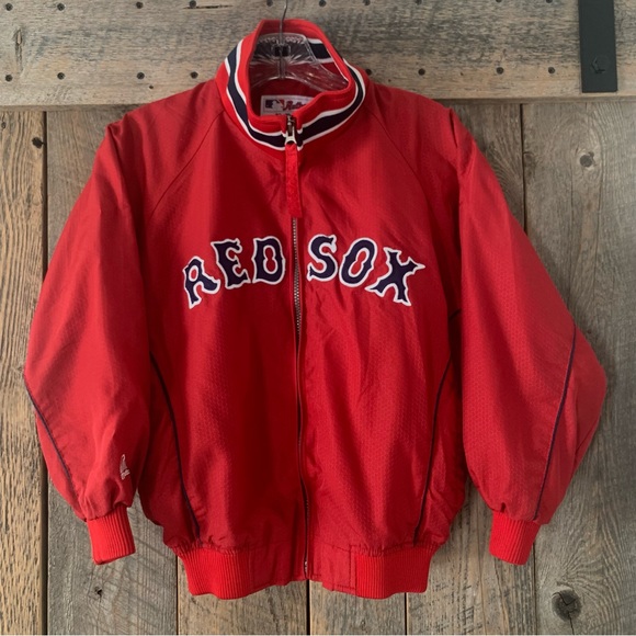 Boy’s M 10/12 MAJESTIC Authentic Collection MLB RED SOX Dugout Zip Up Red Jacket - Picture 1 of 16